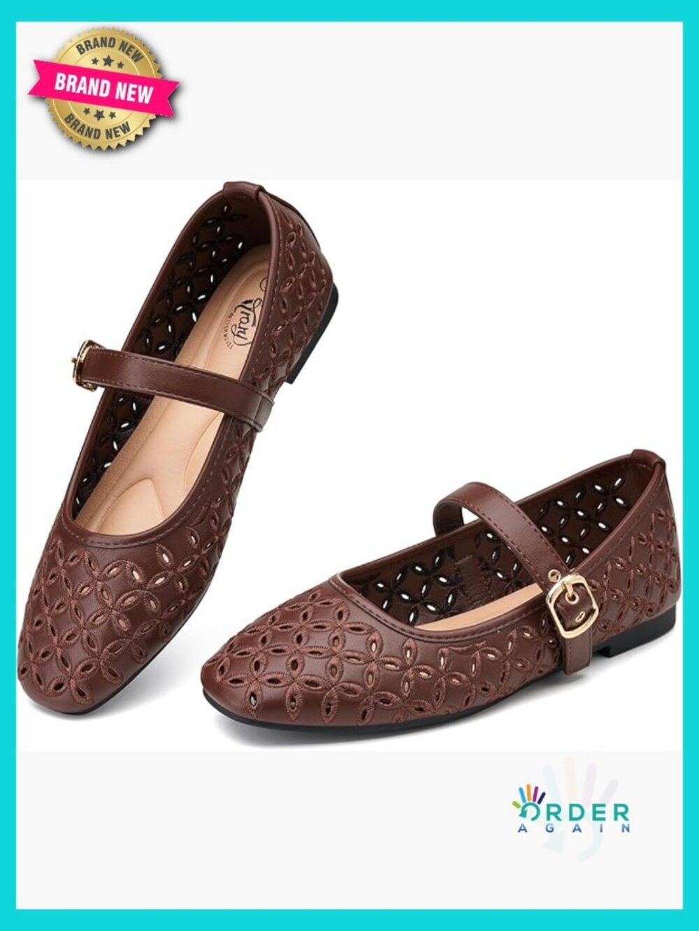 Mary Jane Flats Women Round Toe Ballet Shoes Hollow Cutout Ankle Strap Dressy